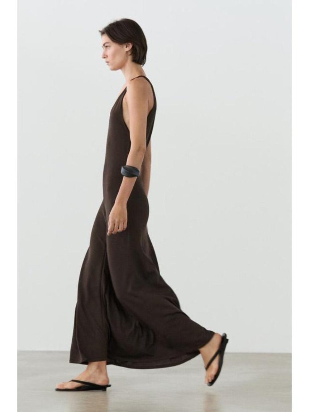 MASSIMO DUTTI FLOWING V-NECK MIDI DRESS